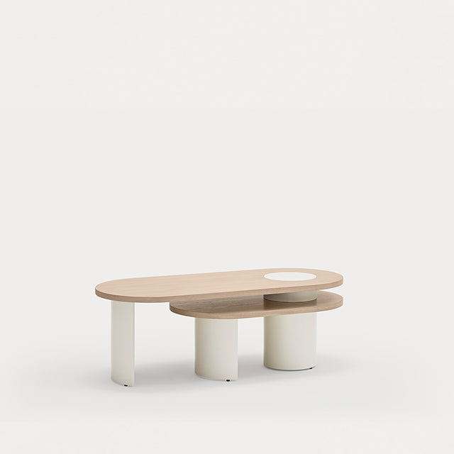 Mesa de Centro Ovalada Nori 95 Fresno & Crema