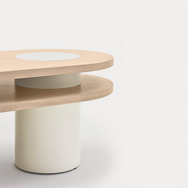 Mesa de Centro Ovalada Nori 95 Fresno & Crema