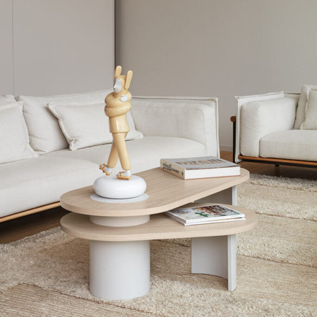 Mesa de Centro Ovalada Nori 95 Fresno & Crema