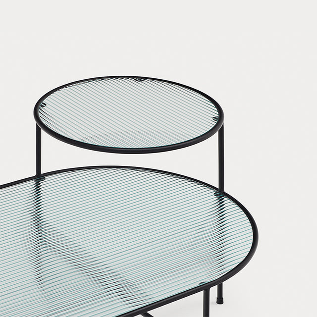 Mesa de Centro Ovalada Nix 120 Vidrio & Negro