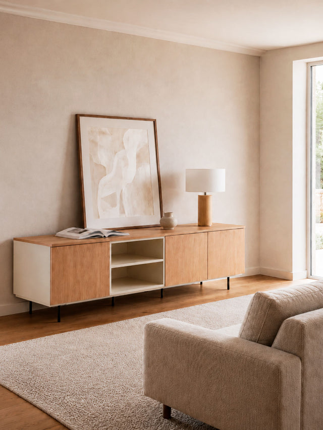 Mueble TV Nolla 200 Crema y madera