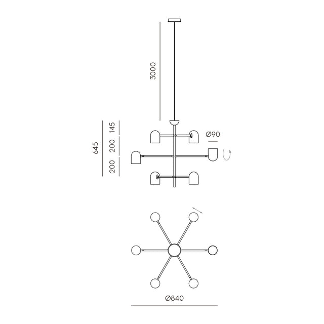 Medidas Lámpara colgante Pip acero negro mate Aromas del Campo Slowdeco
