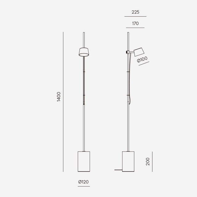 Medidas Lámpara de pie Ner Aromas del CAmpo Slowdeco