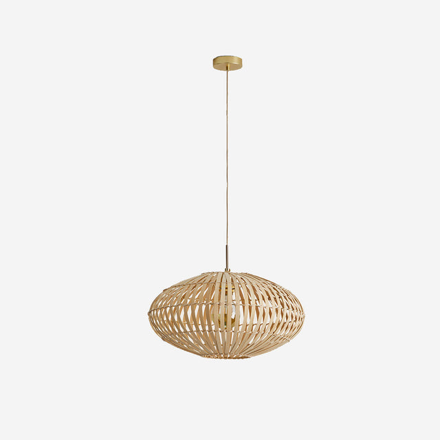 Vista frontal Lámpara colgante Any Oro pantalla bambú natural Aromas del Campo Slowdeco