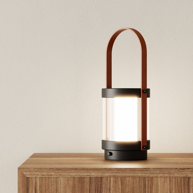 Vista frontal Lámpara sobremesa portátil Baly sobre mesa exterior Aromas del campo Slowdeco