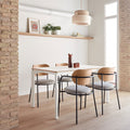 Mesa de Comedor Rectangular Nicola 140 - 180 Blanca vista frontal para comedor de estilo nórdico
