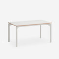 Mesa de Comedor Rectangular Nicola 140 - 180 Blanca vista lateral para comedor de estilo nórdico