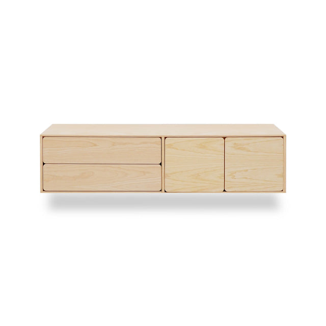 Mueble de TV de 160cm personalizado Natural Nórdico Cajones Extraíbles / Puerta Abatible Colgado a Pared Slowdeco