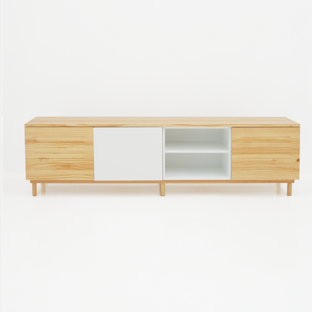 Mueble tv Nolla 200cm blanco y madera Slowdeco