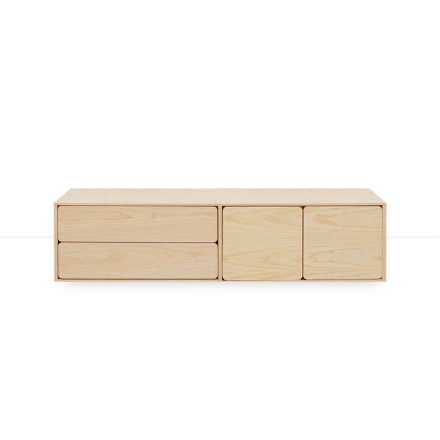 Mueble de TV de 160cm personalizado Natural Nórdico Cajones Extraíbles / Puerta Abatible Apoyado a suelo-con niveladores Slowdeco